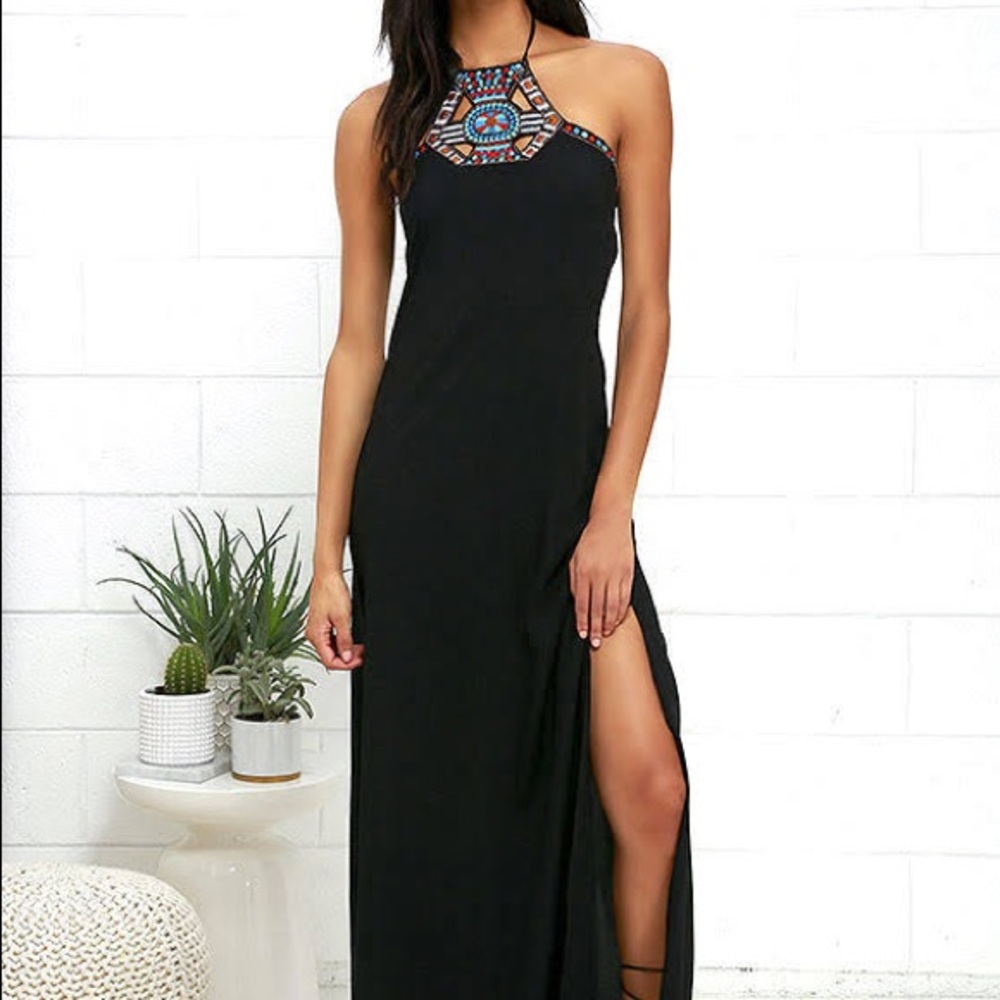 Re:named Black beaded Maxi Dress RS0018